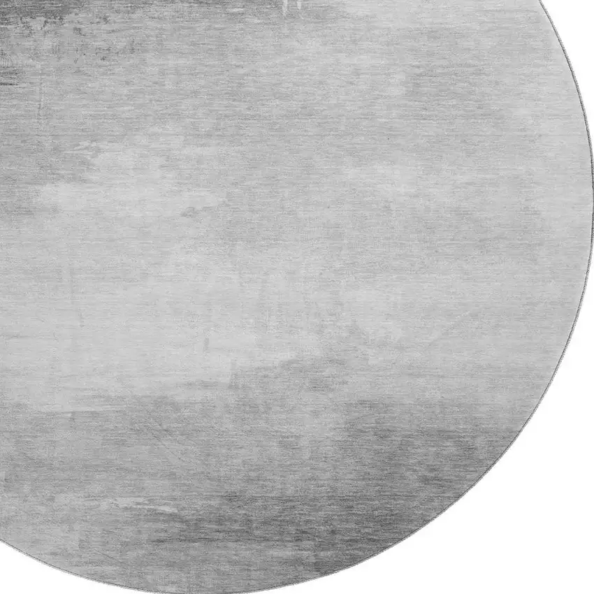 8' Gray And Silver Abstract Washable Round Rug With UV Protection Photo 2