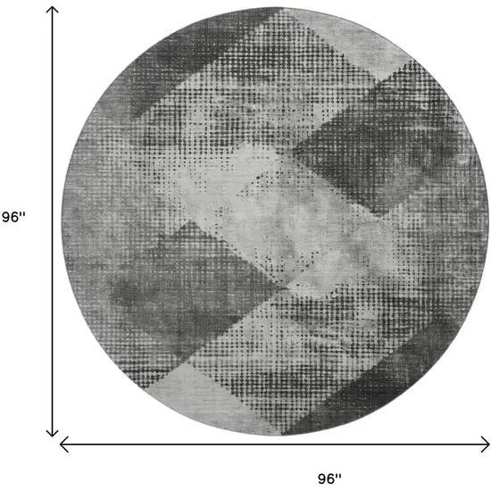 8' Gray And Silver Diamond Washable Round Rug With UV Protection Photo 8