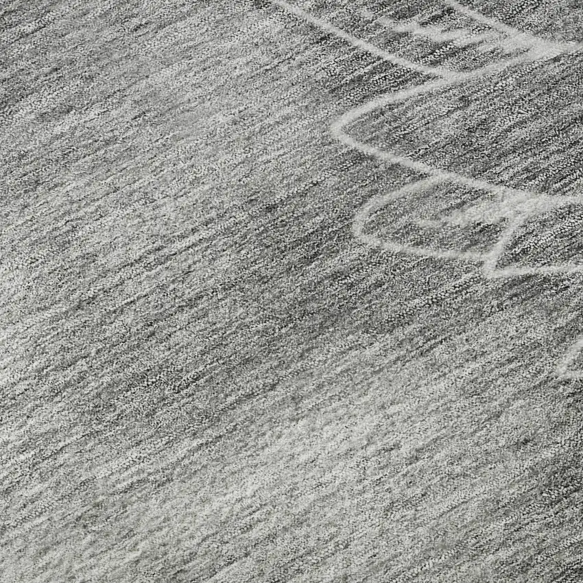 8' Gray And Silver Floral Washable Round Rug With UV Protection Photo 8