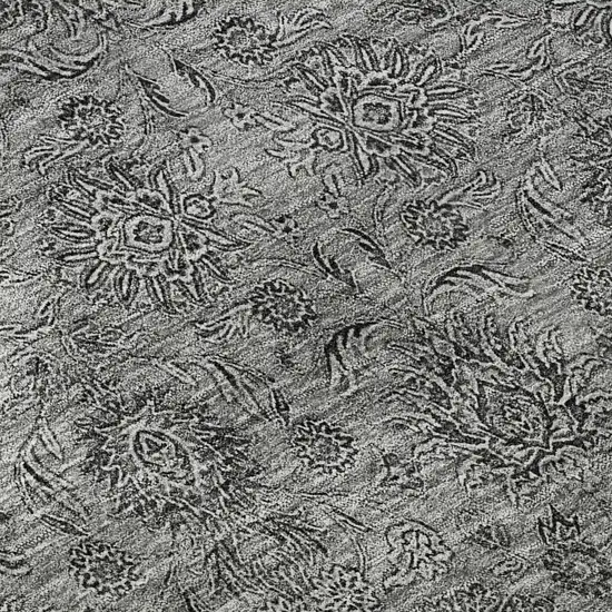 8' Gray And Silver Floral Washable Round Rug With UV Protection Photo 8