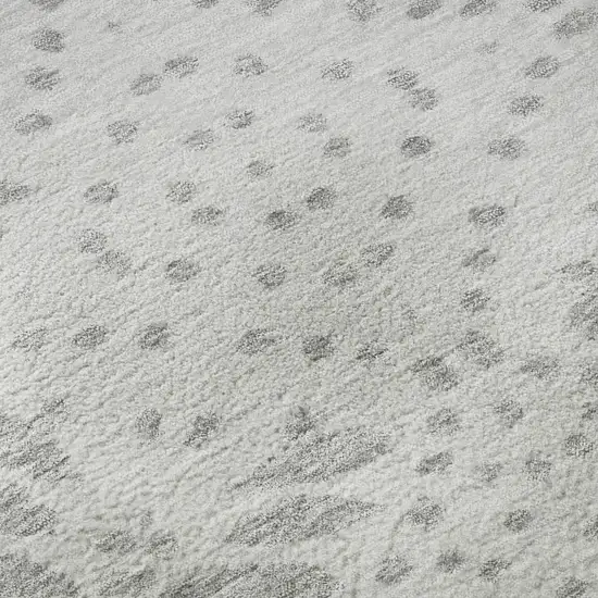 8' Gray And Silver Floral Washable Round Rug With UV Protection Photo 9