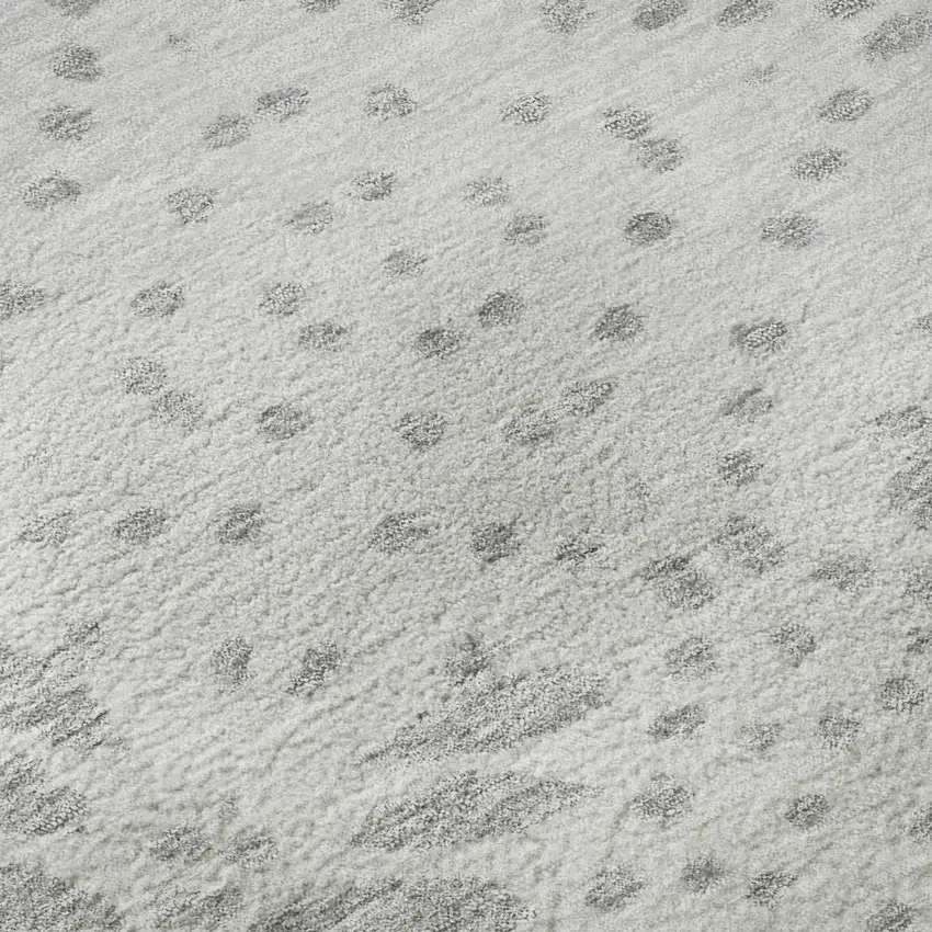 8' Gray And Silver Floral Washable Round Rug With UV Protection Photo 9