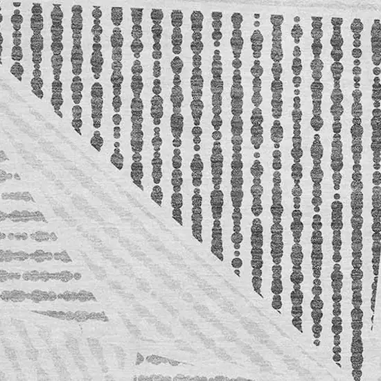 8' Gray And Silver Geometric Washable Round Rug With UV Protection Photo 4