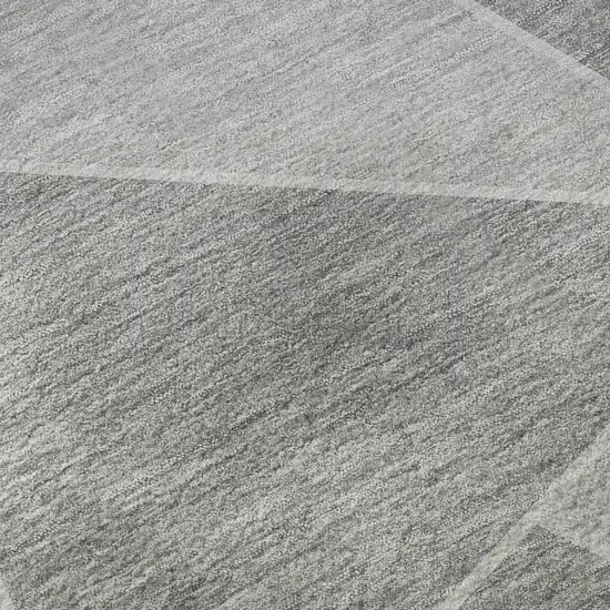 8' Gray And Silver Geometric Washable Round Rug With UV Protection Photo 7