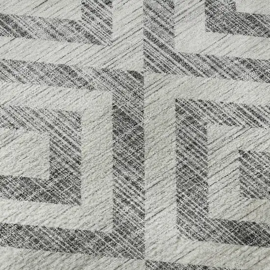 8' Gray And Silver Geometric Washable Round Rug With UV Protection Photo 9