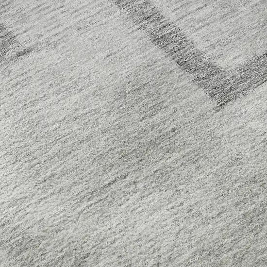 8' Gray And Silver Geometric Washable Round Rug With UV Protection Photo 9