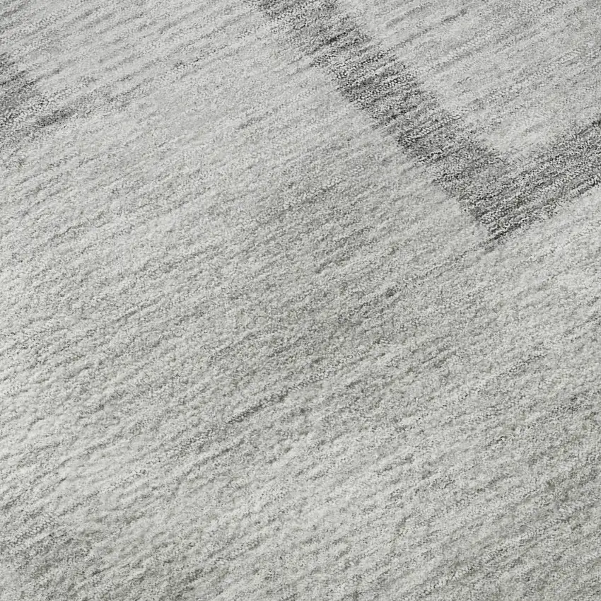 8' Gray And Silver Geometric Washable Round Rug With UV Protection Photo 9