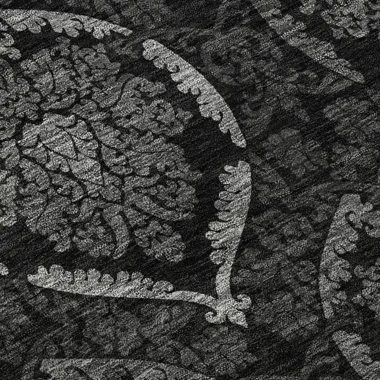 8' Gray And Silver Medallion Washable Round Rug With UV Protection Photo 8