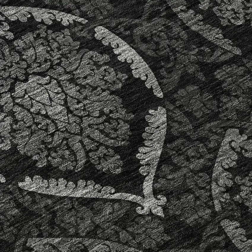 8' Gray And Silver Medallion Washable Round Rug With UV Protection Photo 8