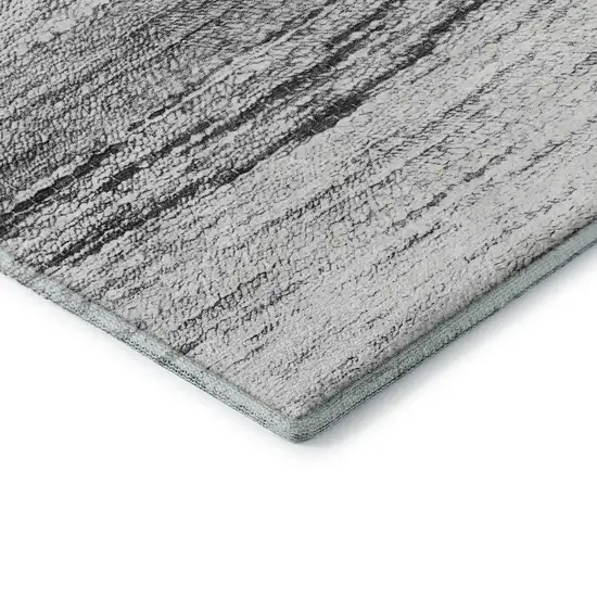 8' Gray And Silver Ombre Washable Round Rug With UV Protection Photo 7