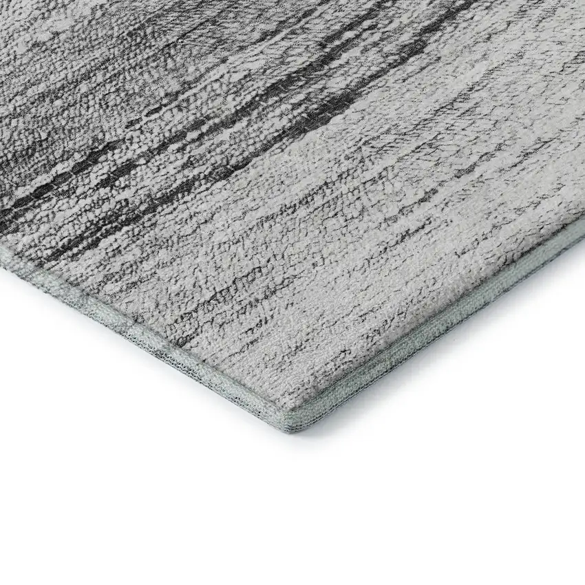 8' Gray And Silver Ombre Washable Round Rug With UV Protection Photo 7