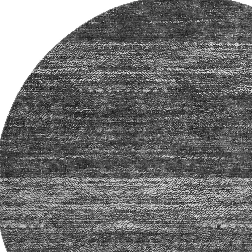 8' Gray And Silver Ombre Washable Round Rug With UV Protection Photo 3