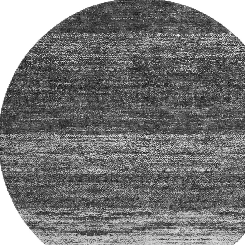 8' Gray And Silver Ombre Washable Round Rug With UV Protection Photo 4