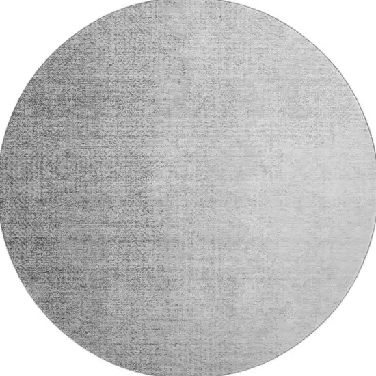 8' Gray And Silver Ombre Washable Round Rug With UV Protection Photo 4