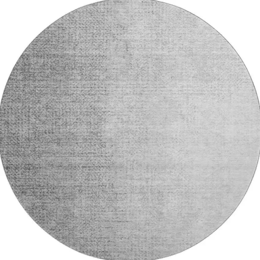 8' Gray And Silver Ombre Washable Round Rug With UV Protection Photo 4