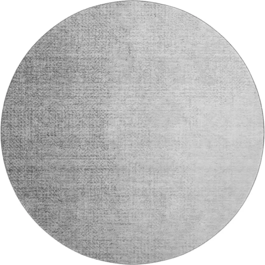 8' Gray And Silver Ombre Washable Round Rug With UV Protection Photo 1