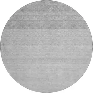 Photo of 8' Gray And Silver Ombre Washable Round Rug With UV Protection