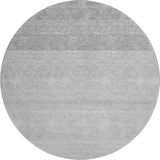 8' Gray And Silver Ombre Washable Round Rug With UV Protection Photo 1