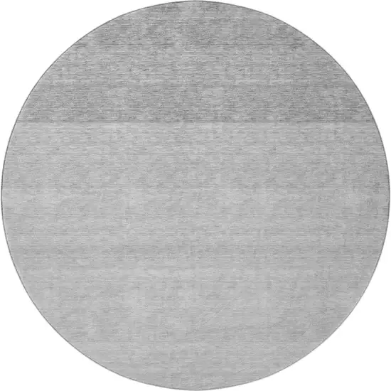 8' Gray And Silver Ombre Washable Round Rug With UV Protection Photo 3