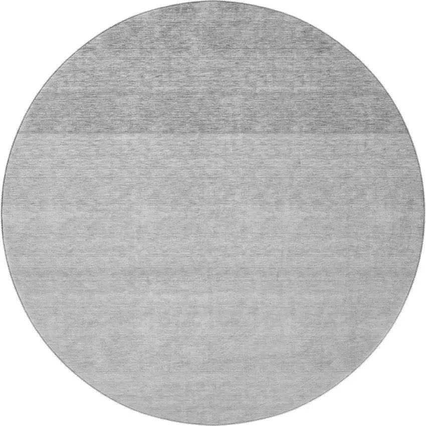 8' Gray And Silver Ombre Washable Round Rug With UV Protection Photo 3