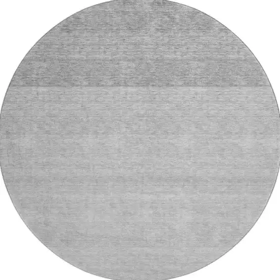 8' Gray And Silver Ombre Washable Round Rug With UV Protection Photo 2