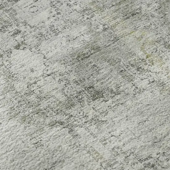 8' Gray And Silver Oriental Washable Round Rug With UV Protection Photo 8