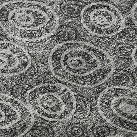 8' Gray And Silver Polka Dot Washable Round Rug With UV Protection Photo 9