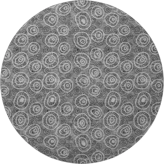 8' Gray And Silver Polka Dot Washable Round Rug With UV Protection Photo 4