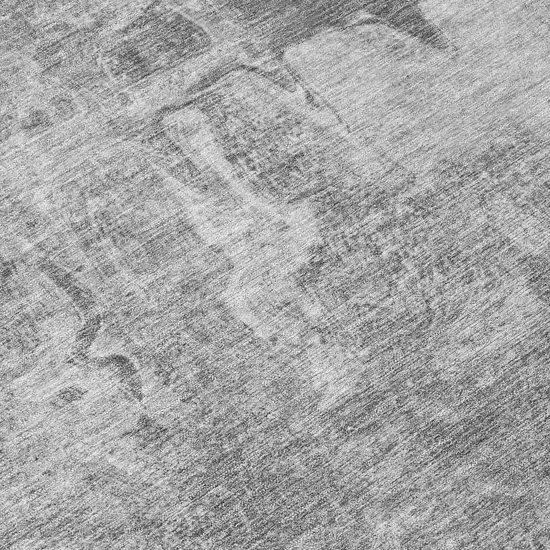 8' Gray And Silver Round Abstract Washable Indoor Outdoor Area Rug Photo 9