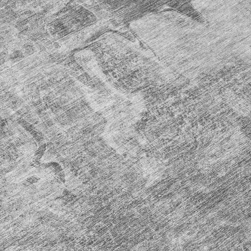 8' Gray And Silver Round Abstract Washable Indoor Outdoor Area Rug Photo 9