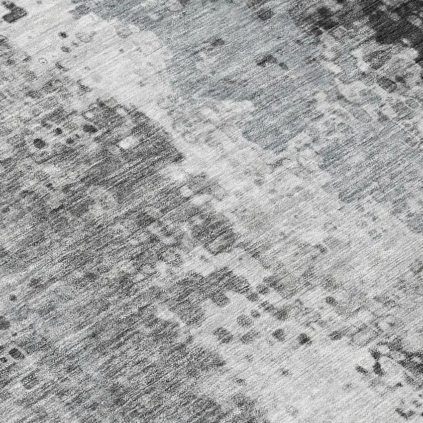 8' Gray And Silver Round Abstract Washable Indoor Outdoor Area Rug Photo 9