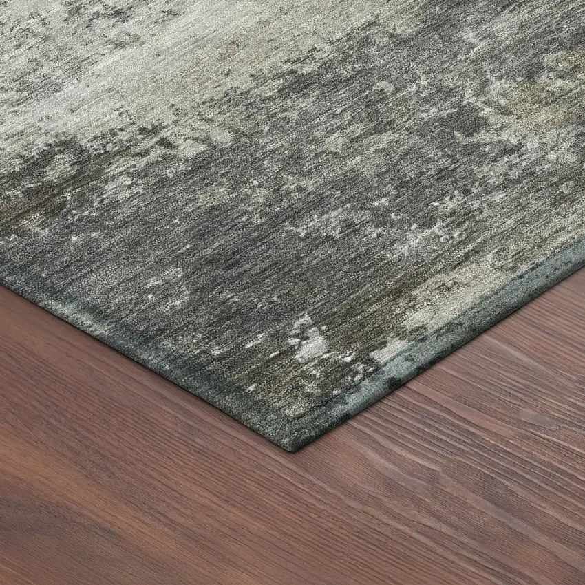 8' Gray And Silver Round Abstract Washable Indoor Outdoor Area Rug Photo 8