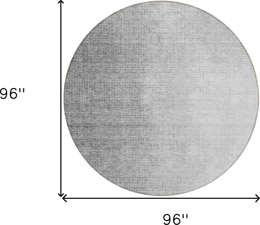 8' Gray And Silver Round Abstract Washable Indoor Outdoor Area Rug Photo 3