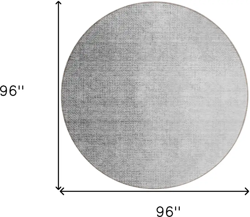 8' Gray And Silver Round Abstract Washable Indoor Outdoor Area Rug Photo 3