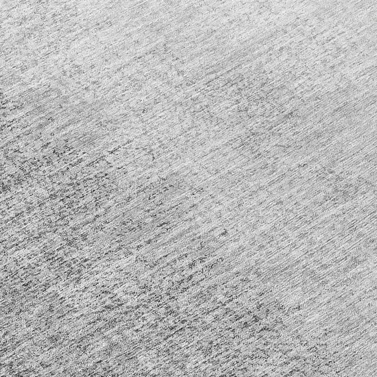 8' Gray And Silver Round Abstract Washable Indoor Outdoor Area Rug Photo 8