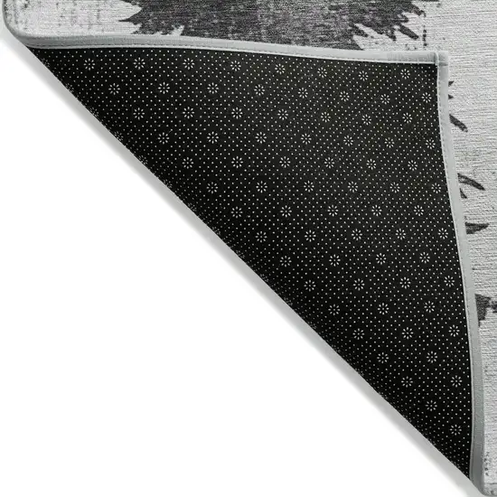 8' Gray And Silver Round Botanical Leaves Washable Indoor Outdoor Area Rug Photo 9