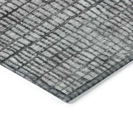 8' Gray And Silver Round Geometric Washable Indoor Outdoor Area Rug Photo 7