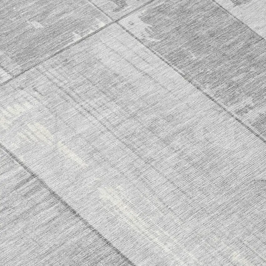 8' Gray And Silver Round Geometric Washable Indoor Outdoor Area Rug Photo 9