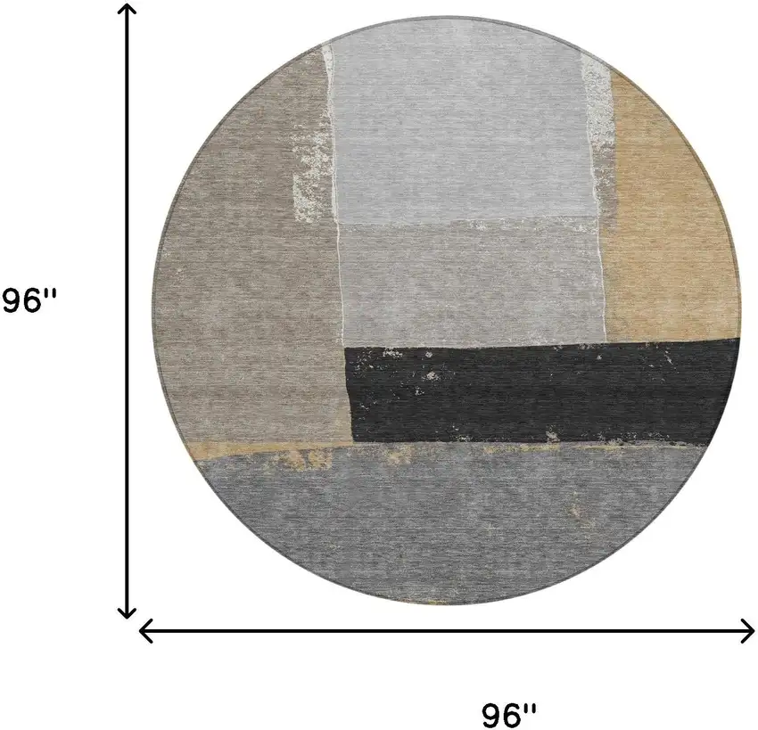 8' Gray And Silver Round Geometric Washable Indoor Outdoor Area Rug Photo 7