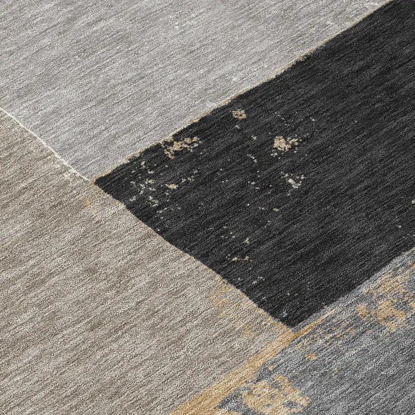 8' Gray And Silver Round Geometric Washable Indoor Outdoor Area Rug Photo 6