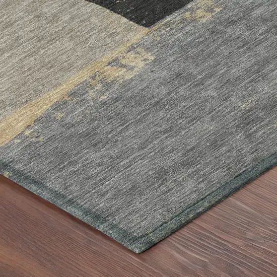 8' Gray And Silver Round Geometric Washable Indoor Outdoor Area Rug Photo 5