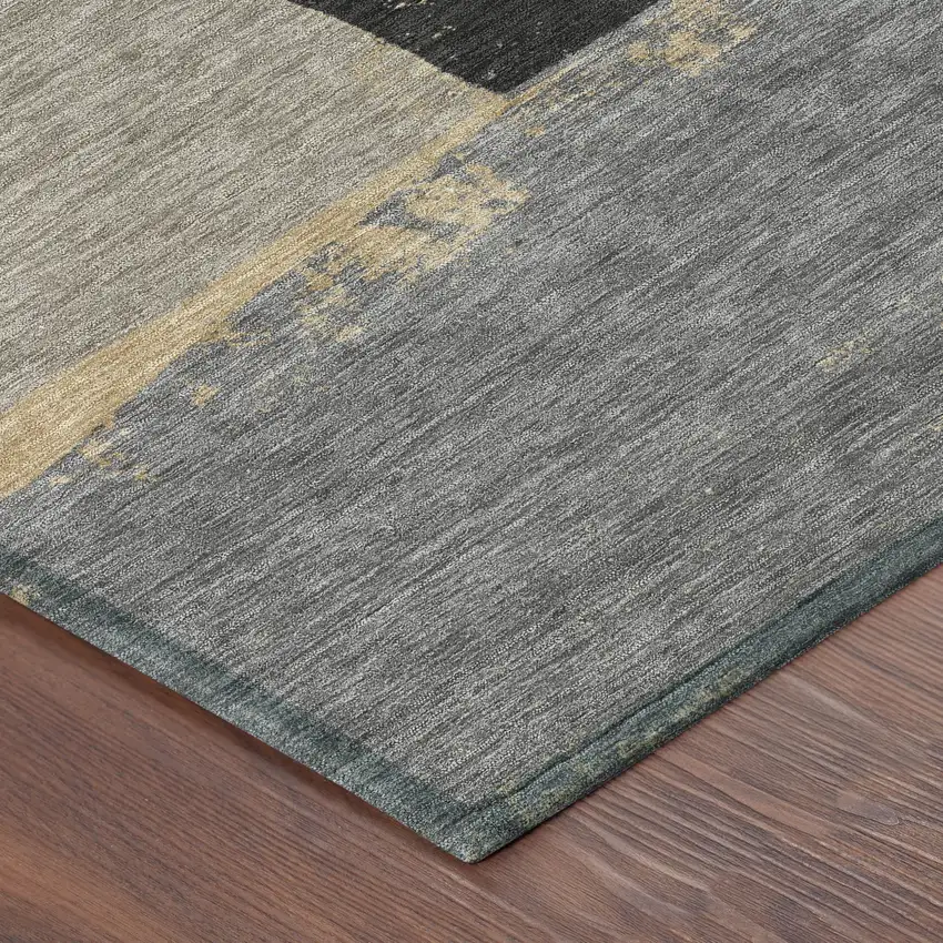 8' Gray And Silver Round Geometric Washable Indoor Outdoor Area Rug Photo 5