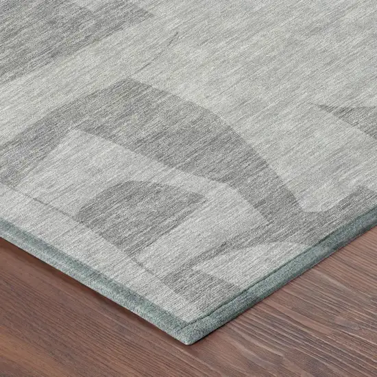 8' Gray And Silver Round Geometric Washable Indoor Outdoor Area Rug Photo 4