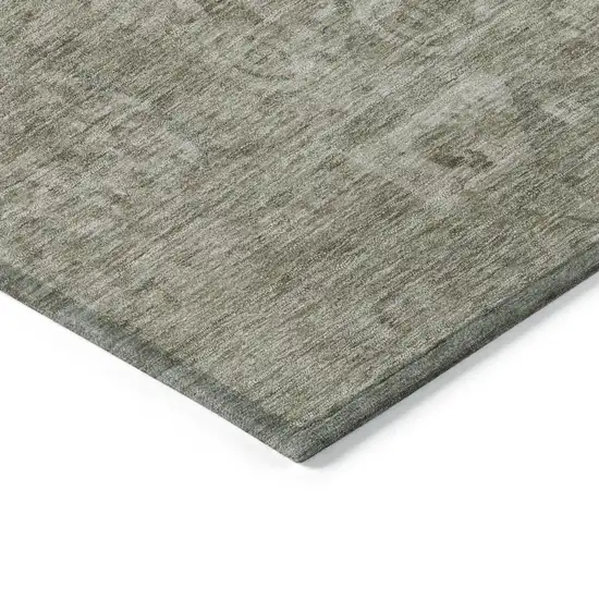 8' Gray And Silver Round Medallion Washable Indoor Outdoor Area Rug Photo 9