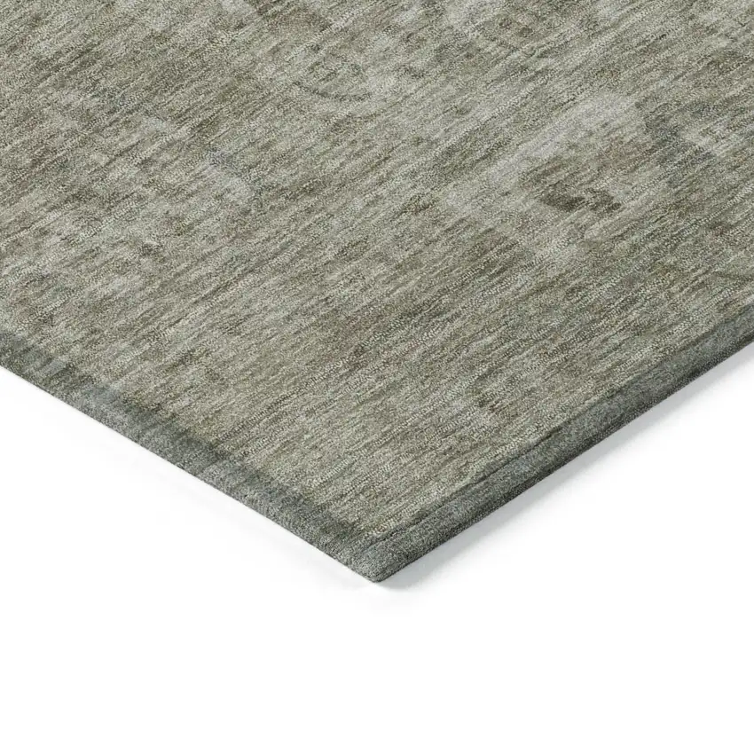 8' Gray And Silver Round Medallion Washable Indoor Outdoor Area Rug Photo 9