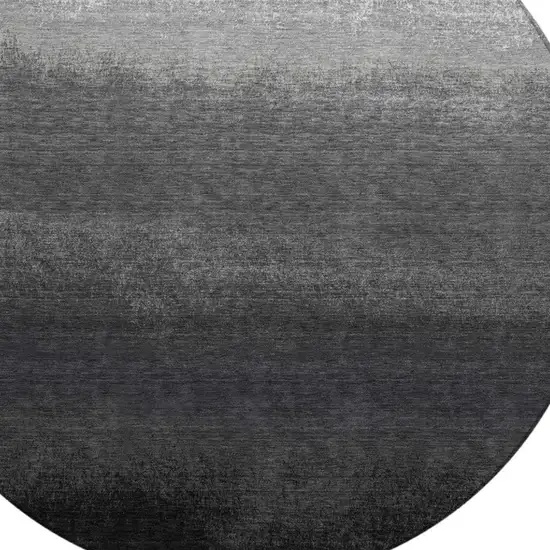 8' Gray And Silver Round Ombre Washable Indoor Outdoor Area Rug Photo 4