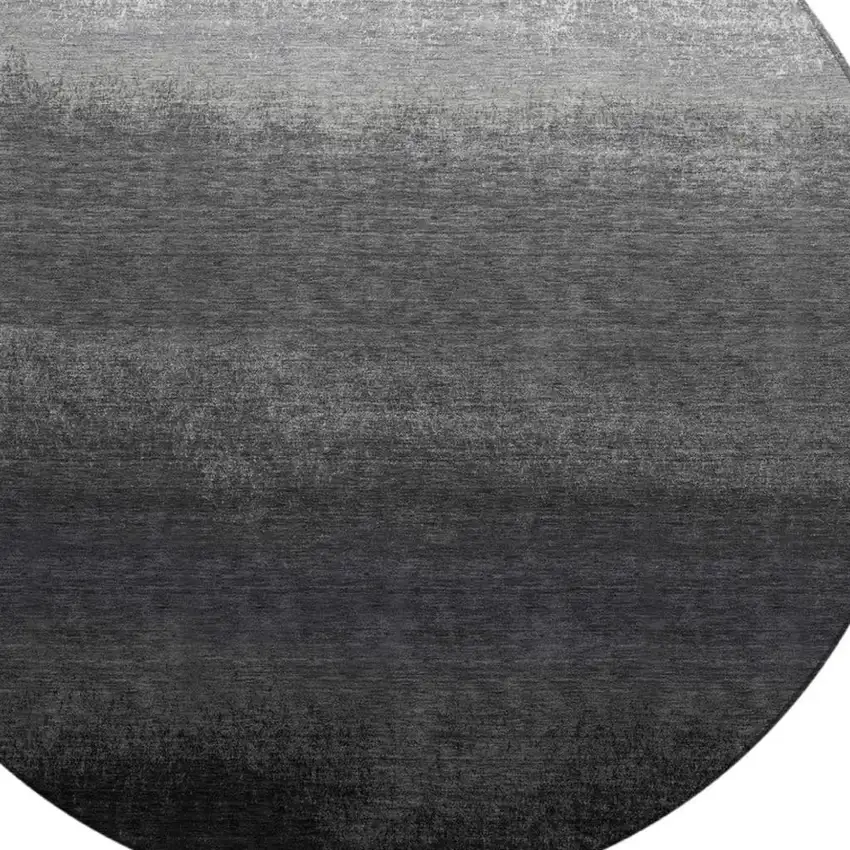 8' Gray And Silver Round Ombre Washable Indoor Outdoor Area Rug Photo 4