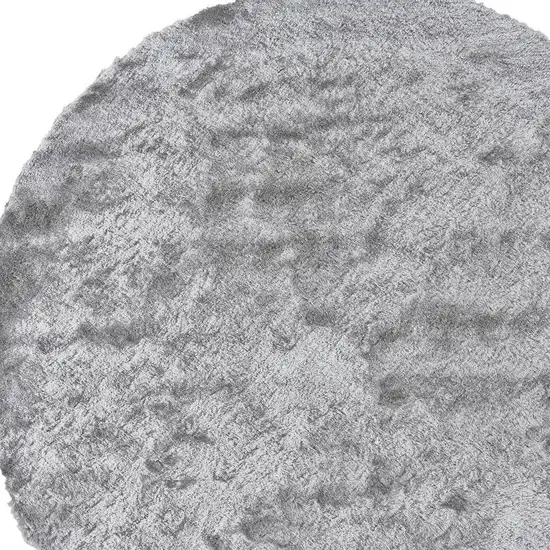 8' Gray Shag Hand Tufted Round Rug Photo 4