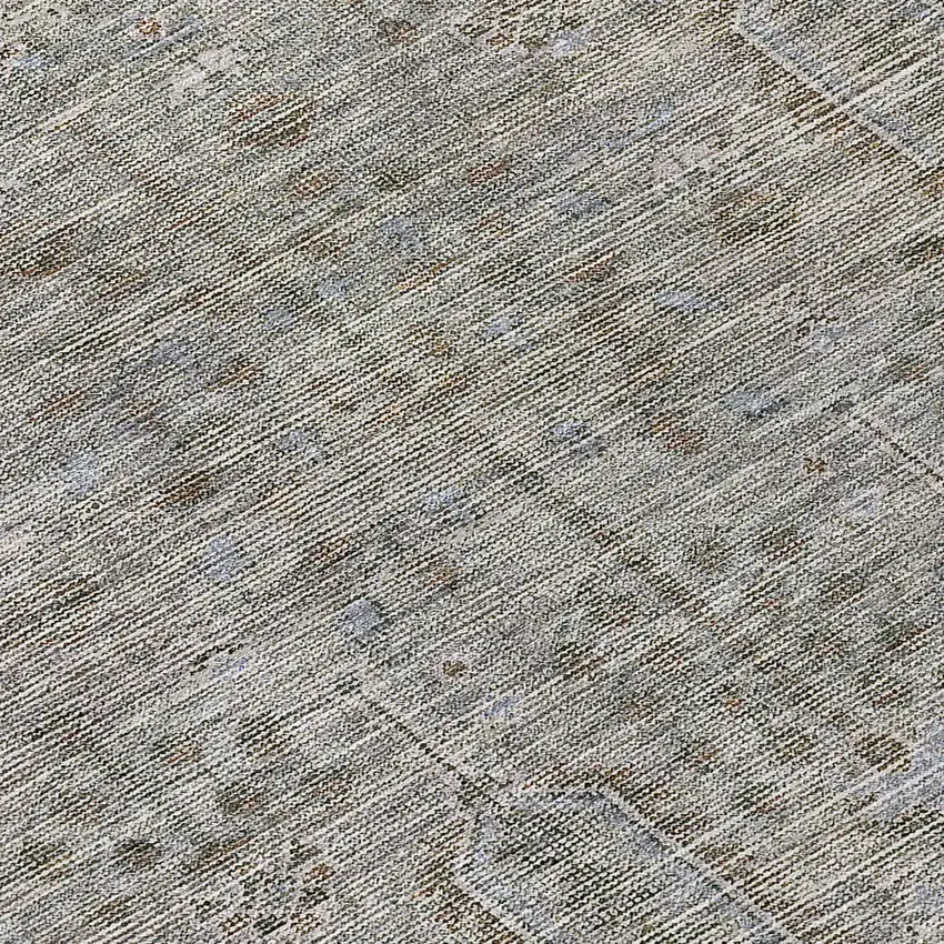 8' Gray And Silver Round Southwestern Washable Indoor Outdoor Area Rug Photo 8