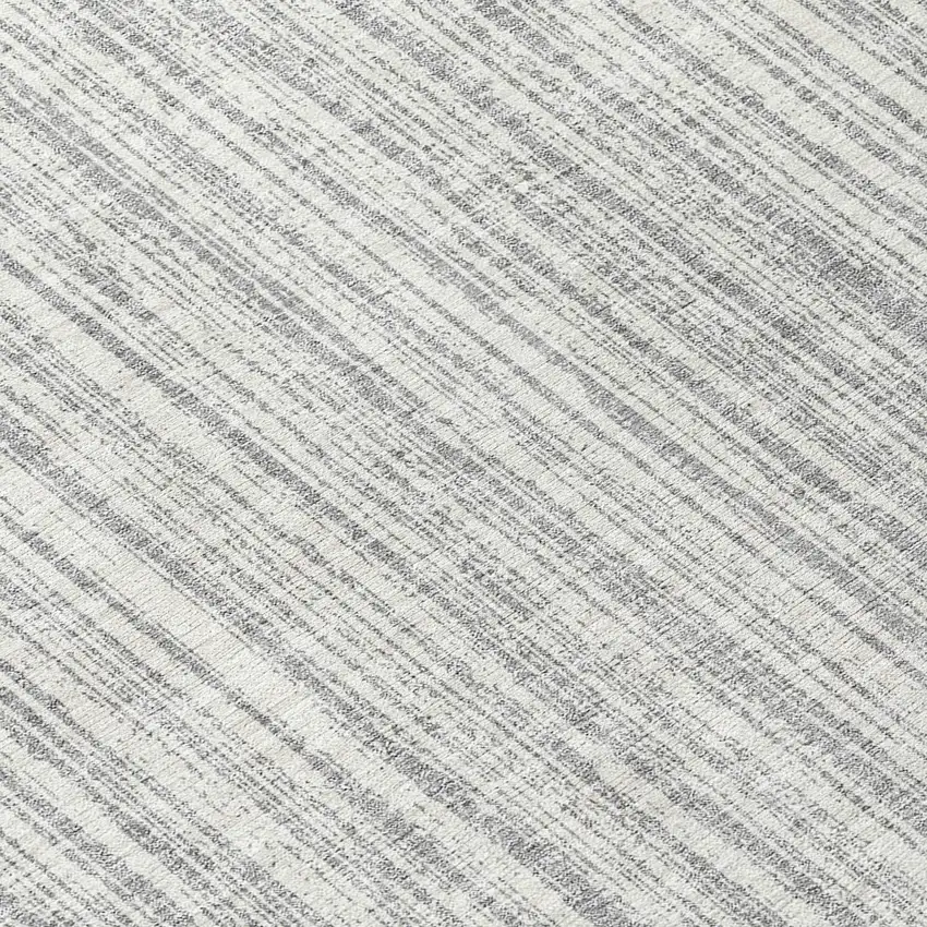 8' Gray And Silver Round Striped Washable Indoor Outdoor Area Rug Photo 9